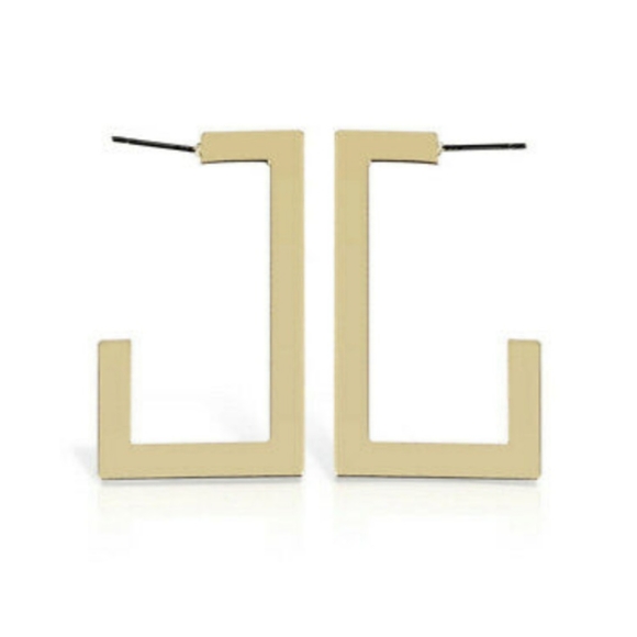 Geometric gold hoop earrings - Picture 3 of 7